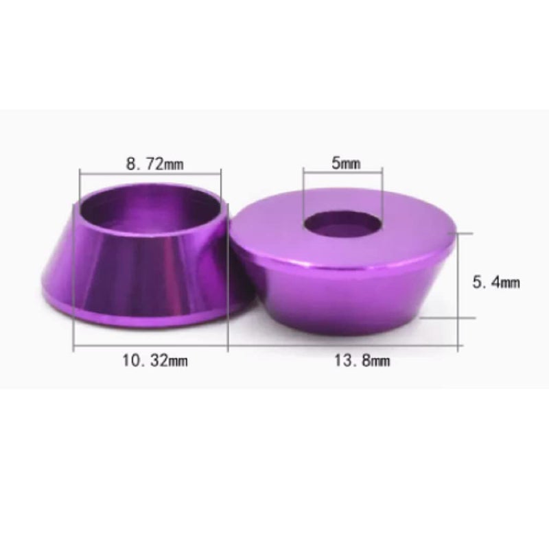 Alextend 50pcs M5 Cone Cup Washers Anodized Aluminum Alloy Screw Gasket Countersunk Washers (Purple) - Image 2